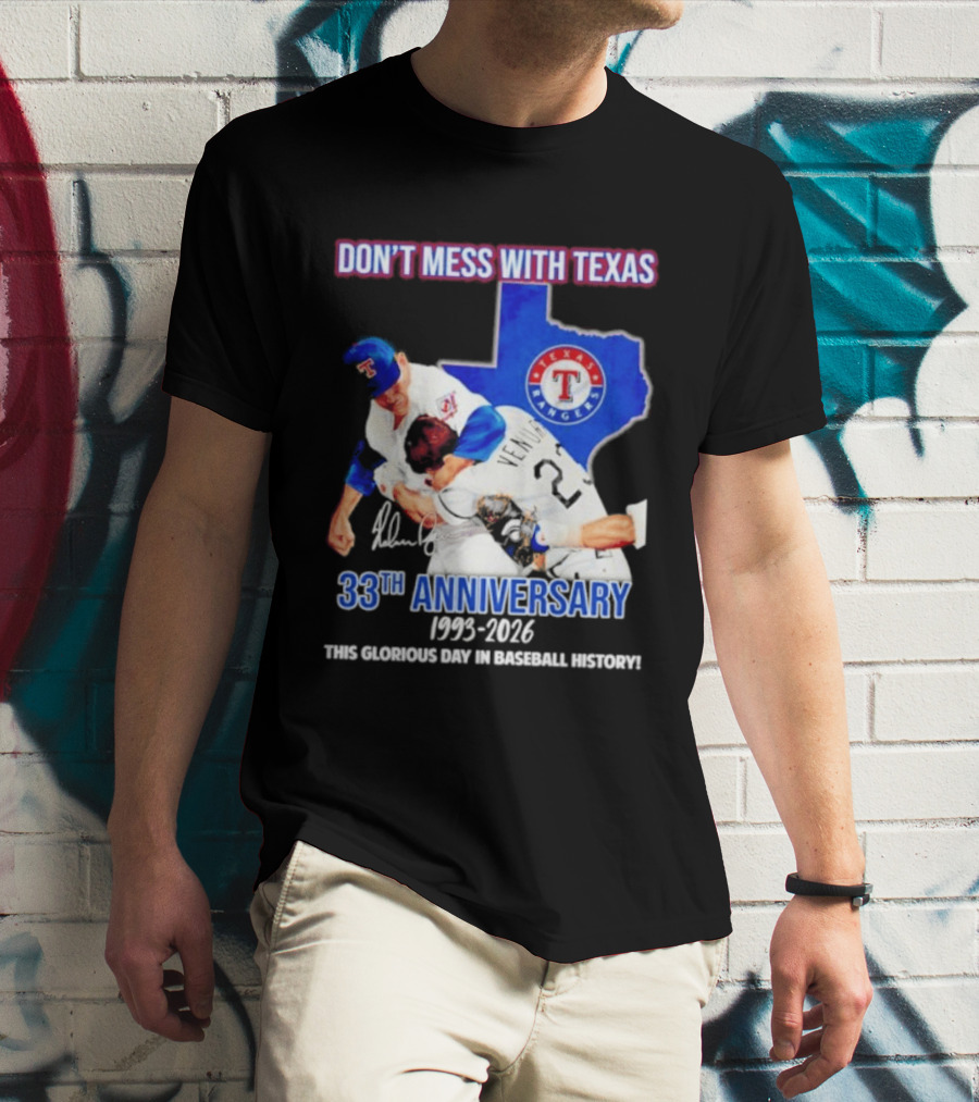 Nolan Ryan Robin Ventura Texas Rangers 33rd Anniversary 1993 2026 Baseball History T-Shirt