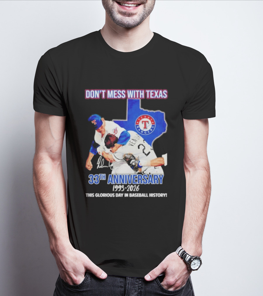 Nolan Ryan Robin Ventura Texas Rangers 33rd Anniversary 1993 2026 Baseball History T-Shirt