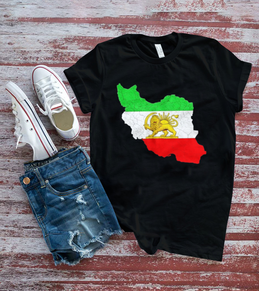Iran Map With Lion And Sun Persian Heritage T-Shirt