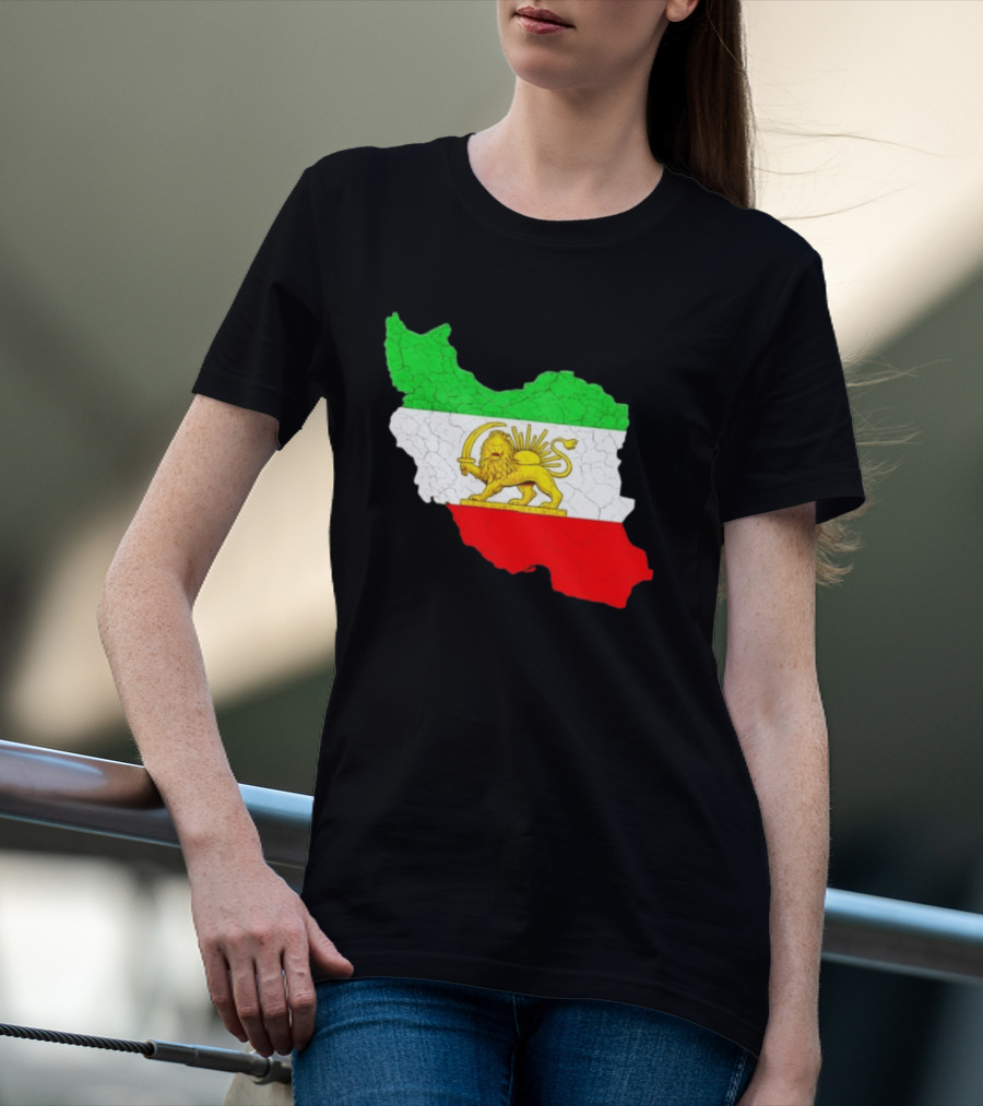 Iran Map With Lion And Sun Persian Heritage T-Shirt
