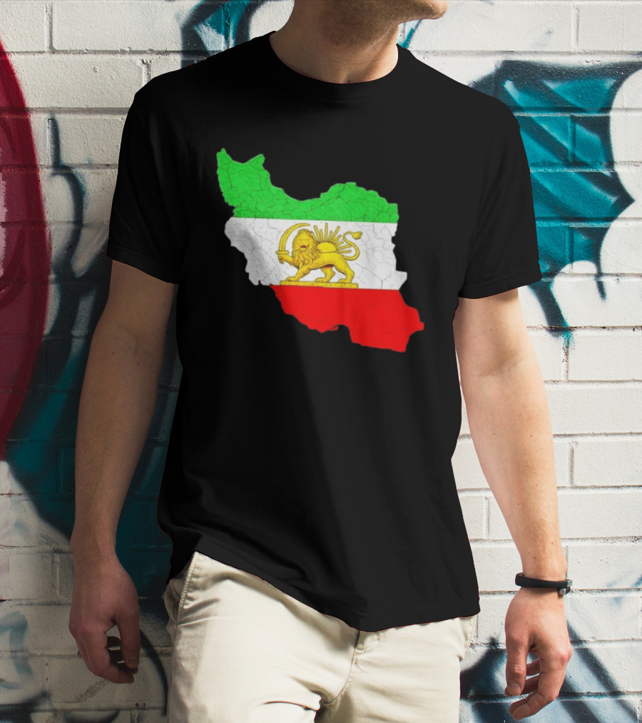 Iran Map With Lion And Sun Persian Heritage T-Shirt