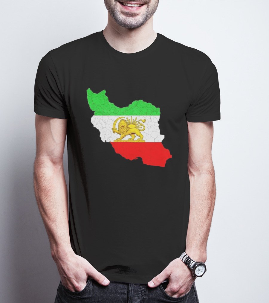 Iran Map With Lion And Sun Persian Heritage T-Shirt
