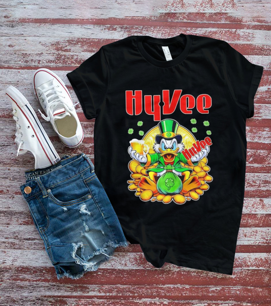 HyVee Scrooge McDuck St Patrick's Day Celebration With Gold Coins And Clover T-Shirt