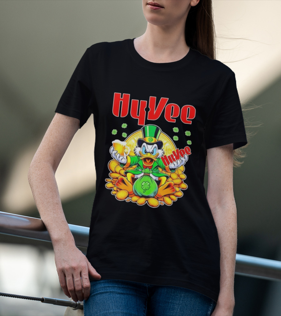 HyVee Scrooge McDuck St Patrick's Day Celebration With Gold Coins And Clover T-Shirt