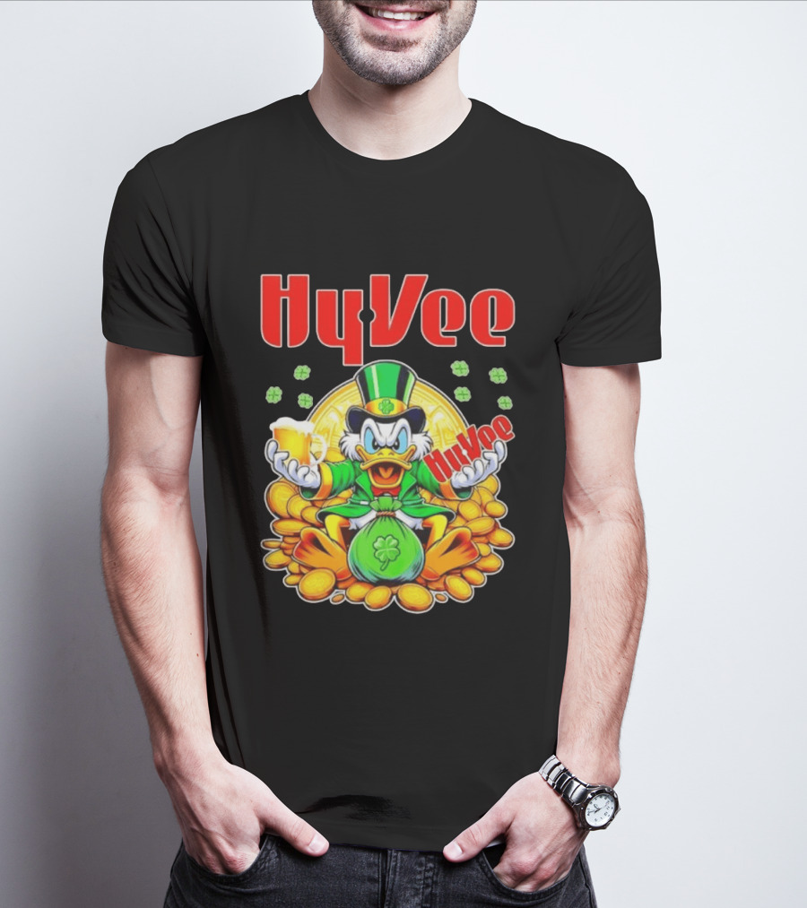 HyVee Scrooge McDuck St Patrick's Day Celebration With Gold Coins And Clover T-Shirt