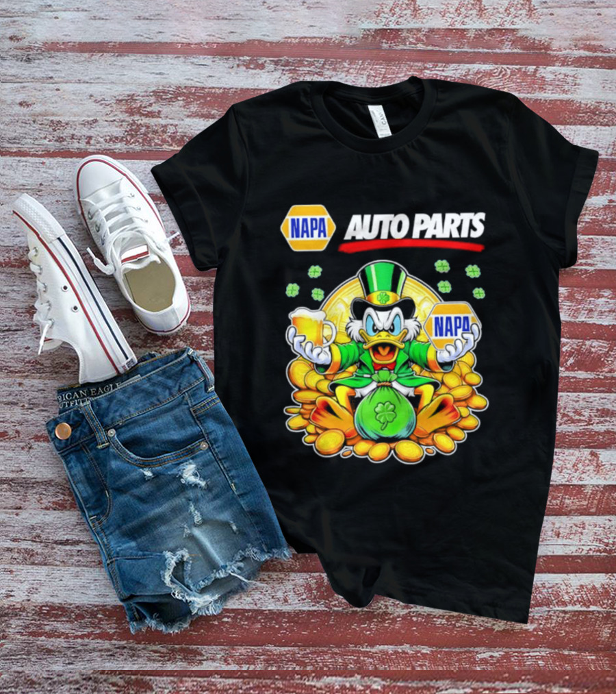 Scrooge McDuck NAPA Auto Parts St Patricks Day Coins And Beer T-Shirt