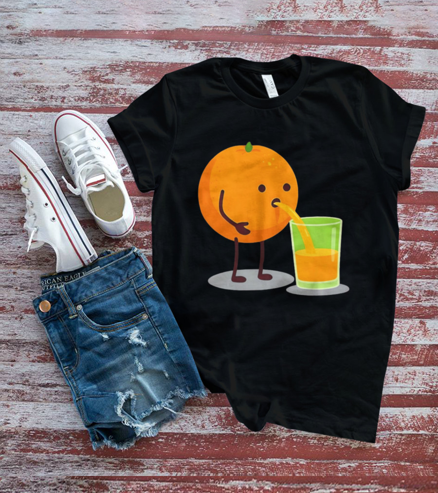 Orange Juice Squeezed Fun Cartoon T-Shirt