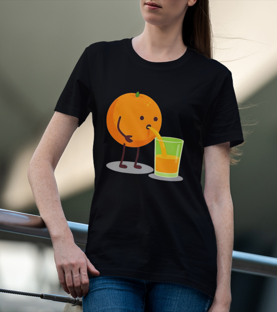 Orange Juice Squeezed Fun Cartoon T-Shirt