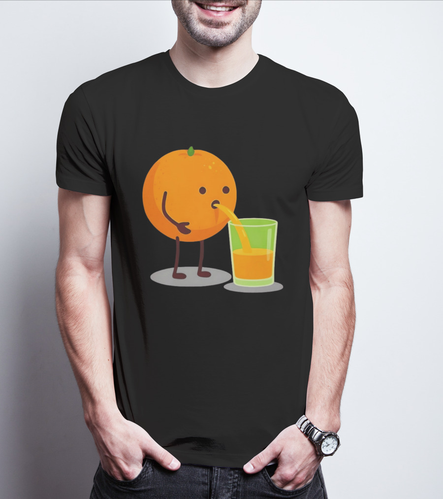Orange Juice Squeezed Fun Cartoon T-Shirt