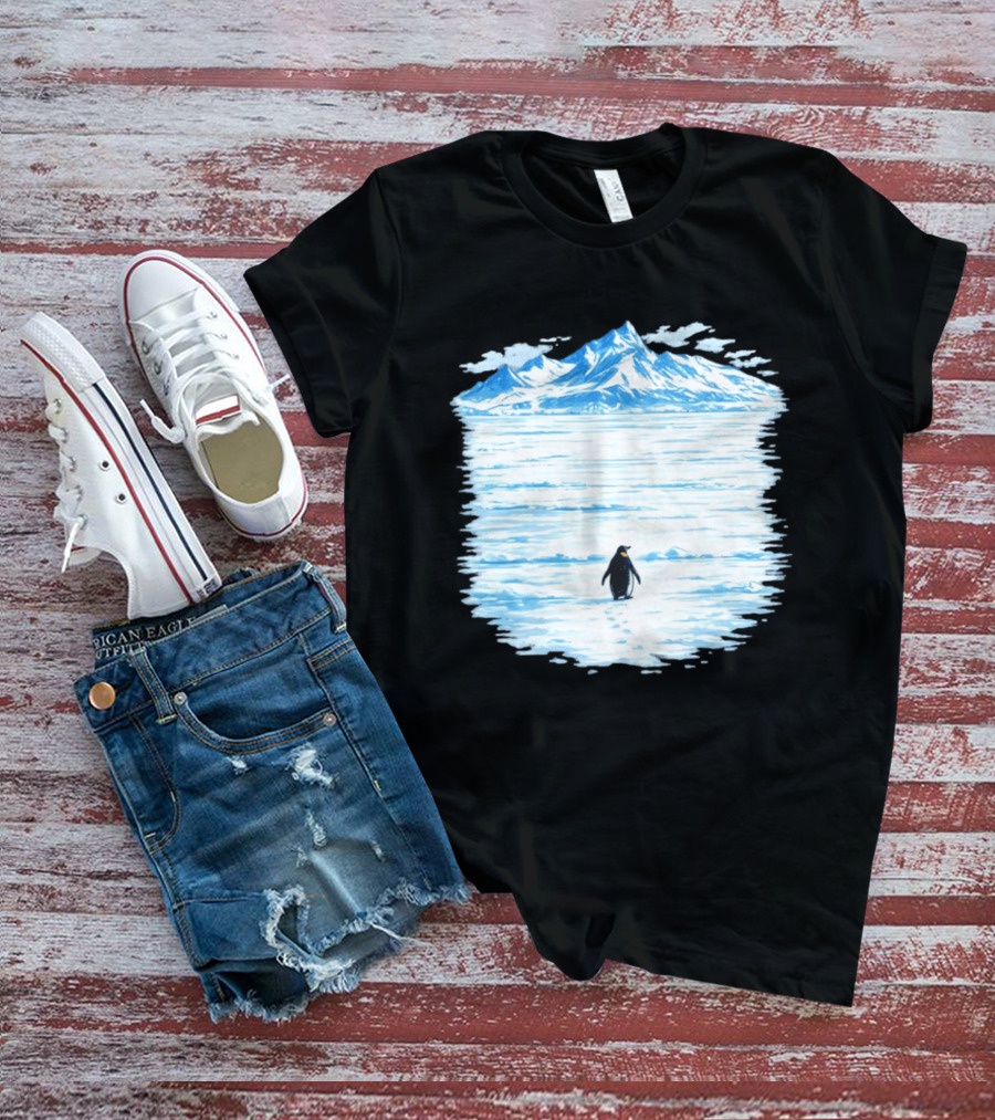 Penguin But Why Snowy Mountain Reflection T-Shirt