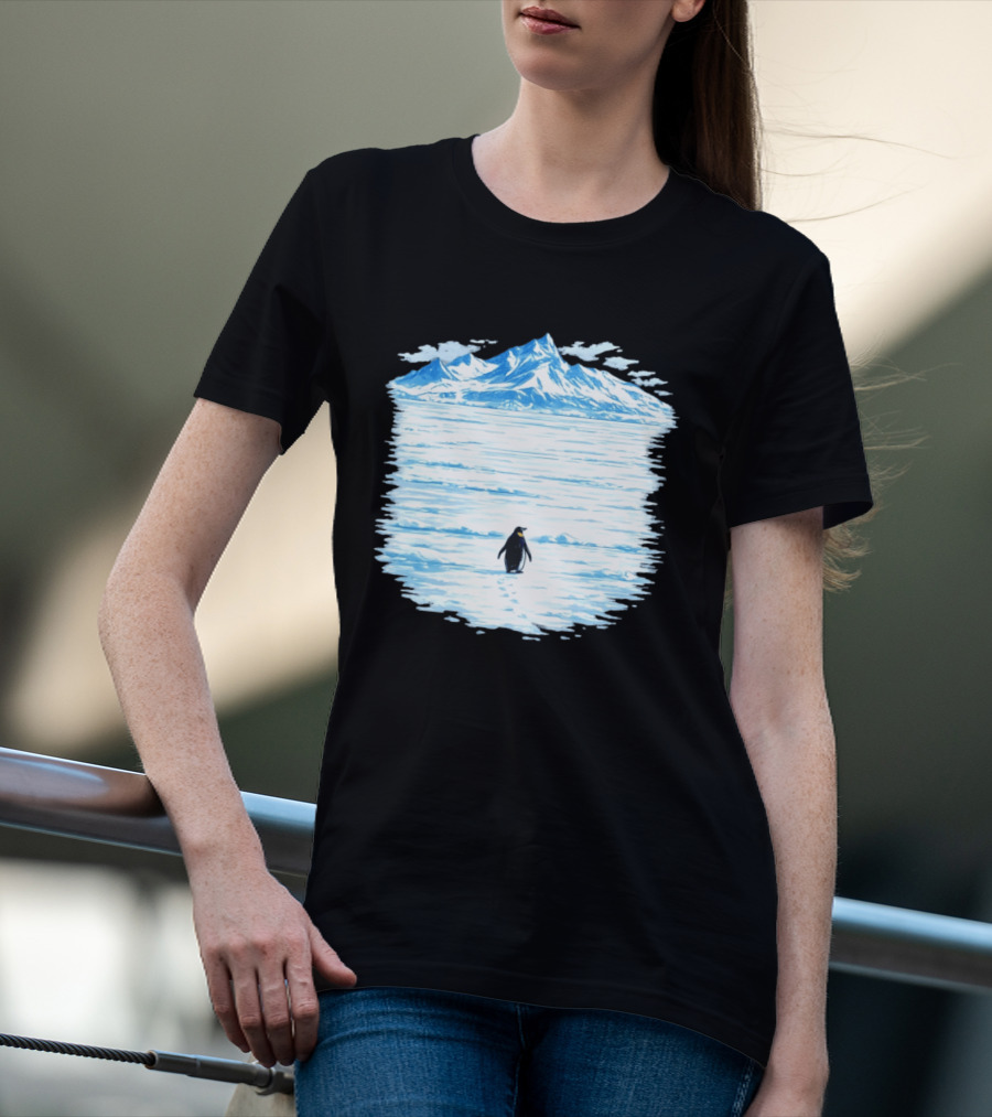 Penguin But Why Snowy Mountain Reflection T-Shirt