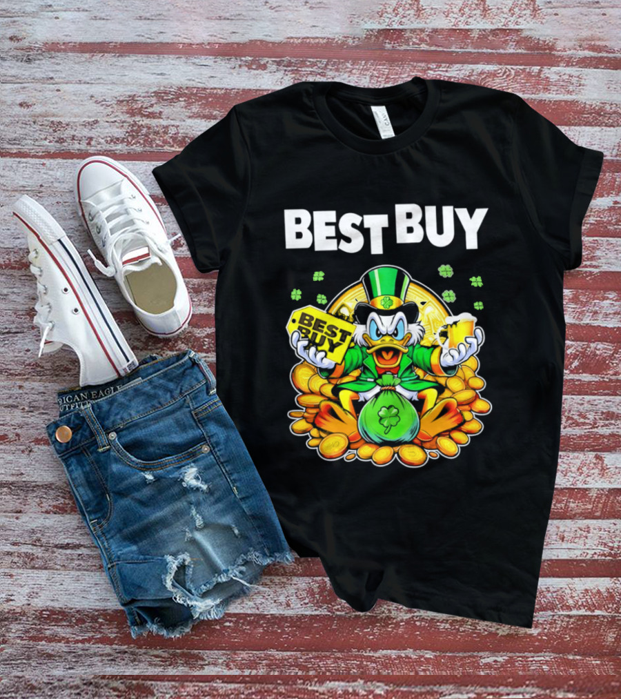 Scrooge McDuck Best Buy St Patrick's Day Coins And Shamrocks Celebration T-Shirt