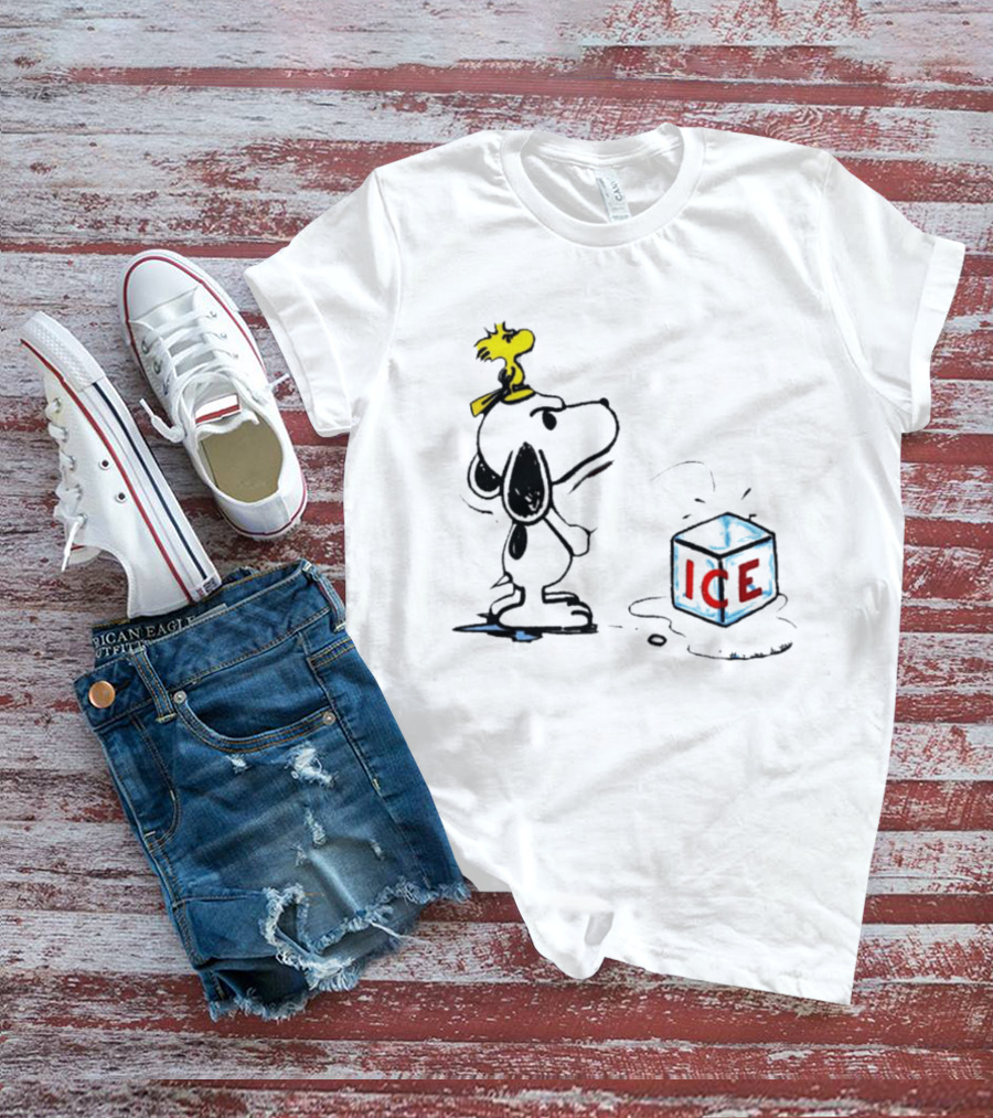 Snoopy Woodstock Piss On Ice Cube Block T-Shirt