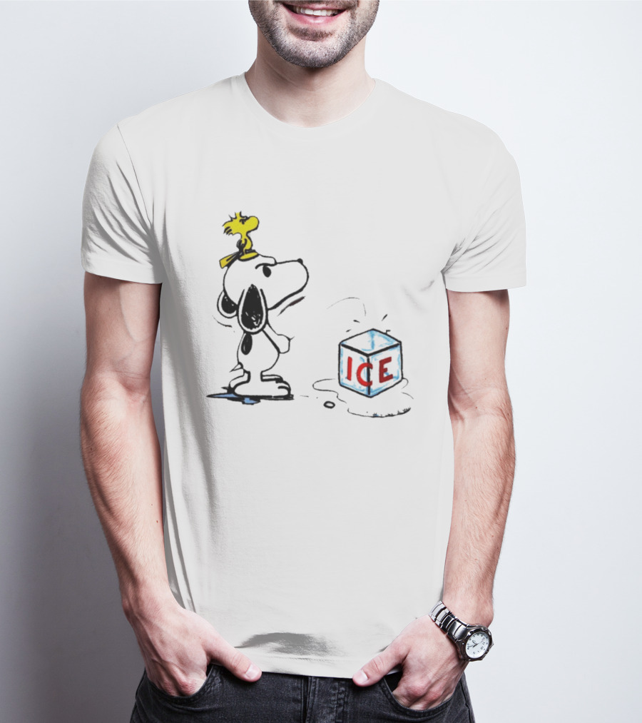 Snoopy Woodstock Piss On Ice Cube Block T-Shirt