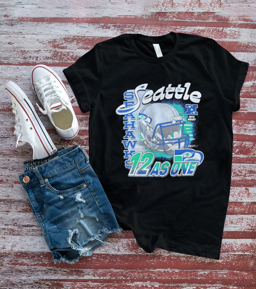 Seattle Seahawks 12 As One NFC West Football Helmet T-Shirt