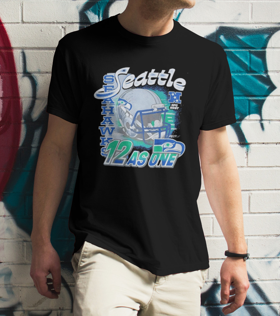 Seattle Seahawks 12 As One NFC West Football Helmet T-Shirt