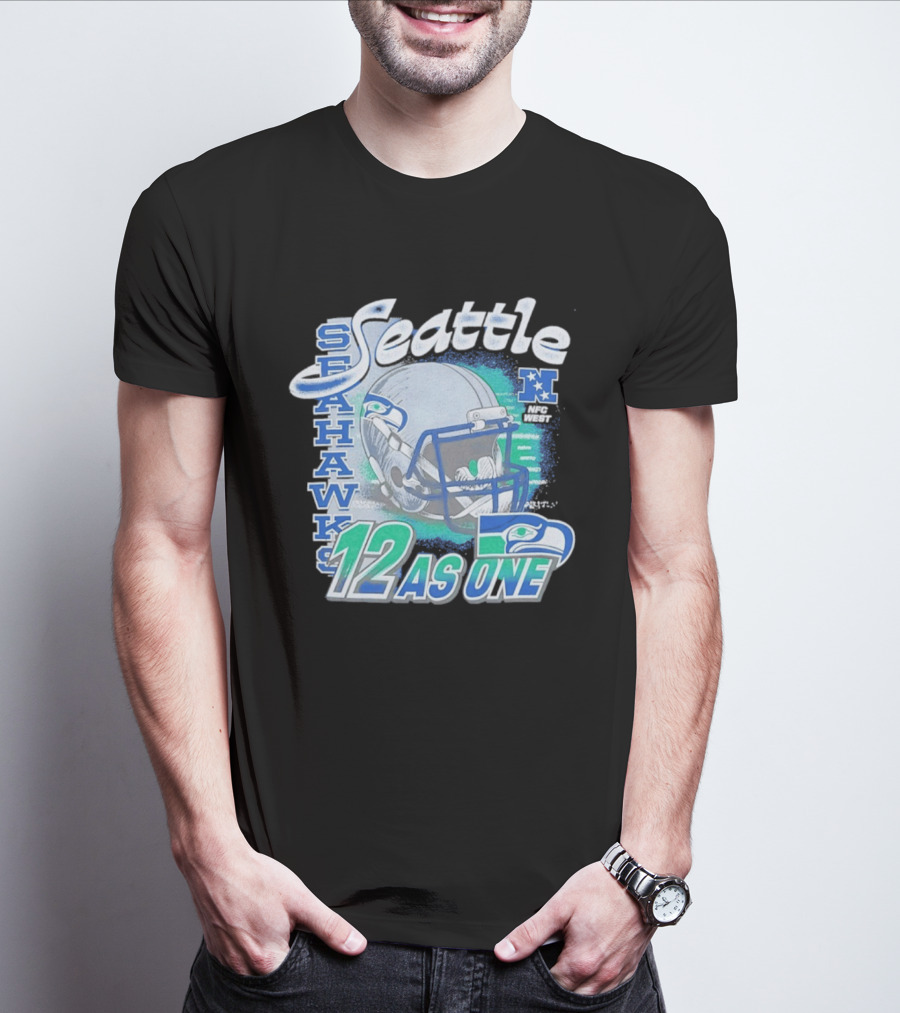Seattle Seahawks 12 As One NFC West Football Helmet T-Shirt