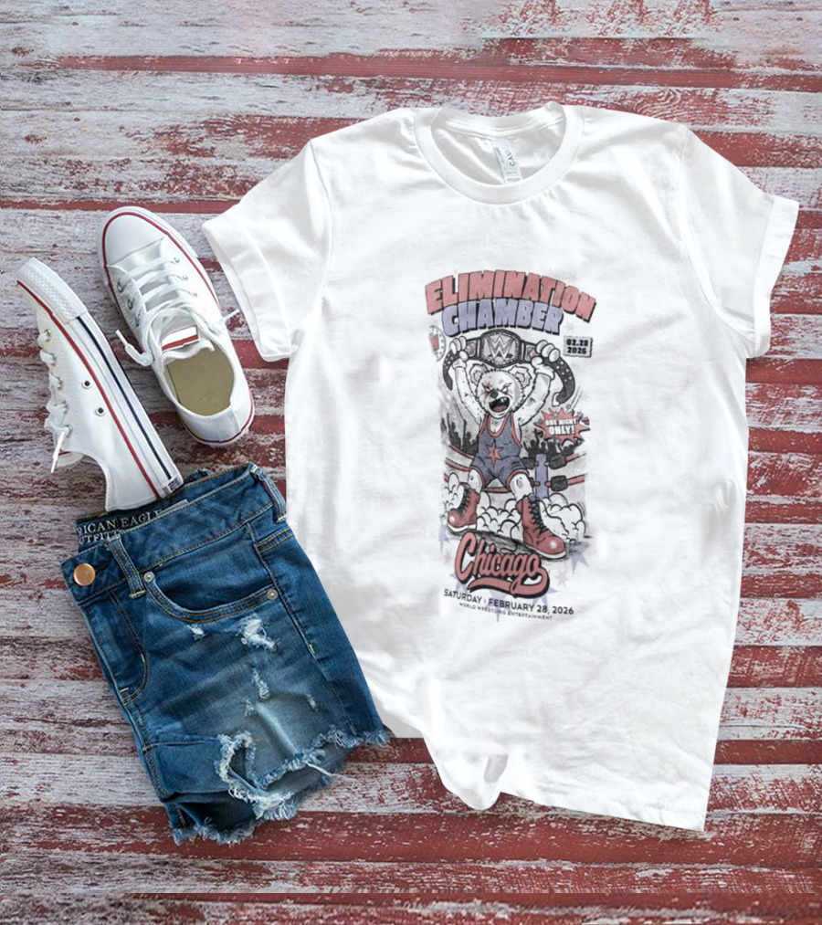 Elimination Chamber 2026 Chicago Cartoon Bear T-Shirt