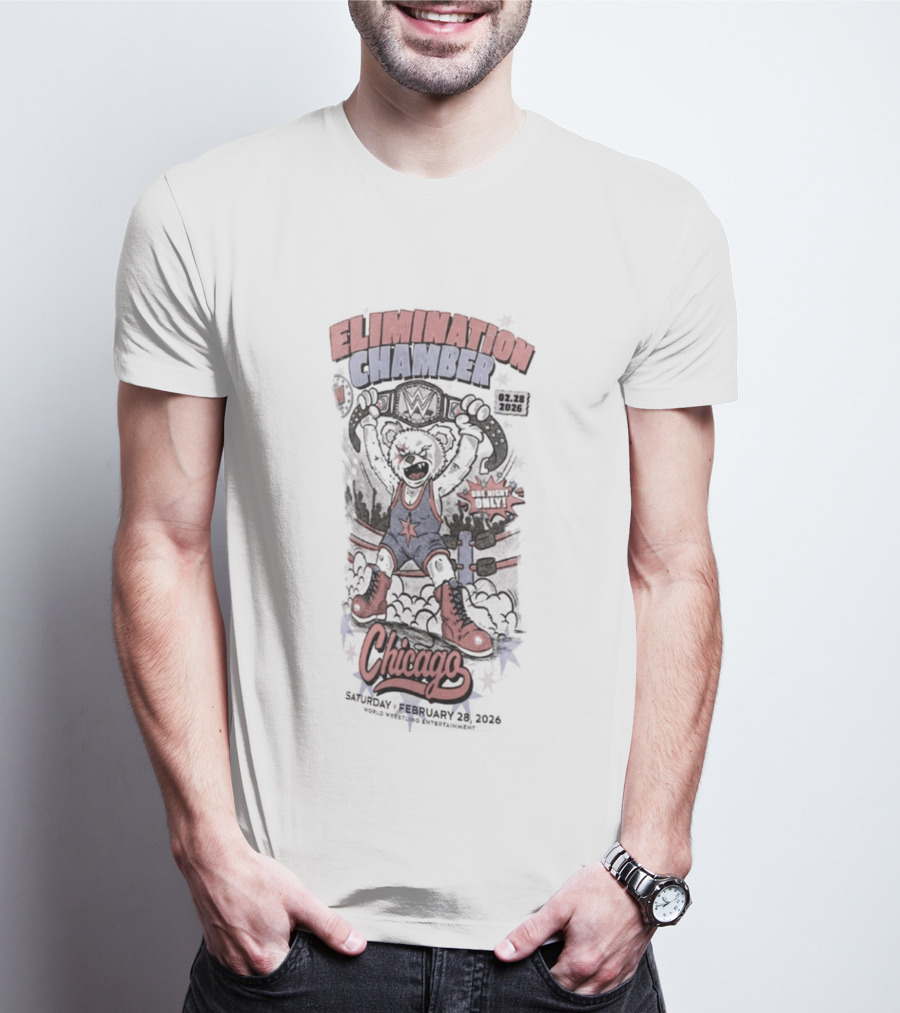 Elimination Chamber 2026 Chicago Cartoon Bear T-Shirt