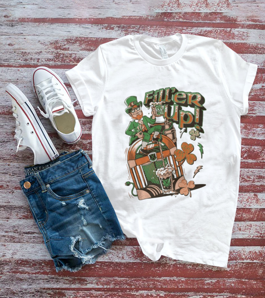 Fill'er Up St. Patrick's Day Leprechaun Beer And Jukebox Celebration T-Shirt