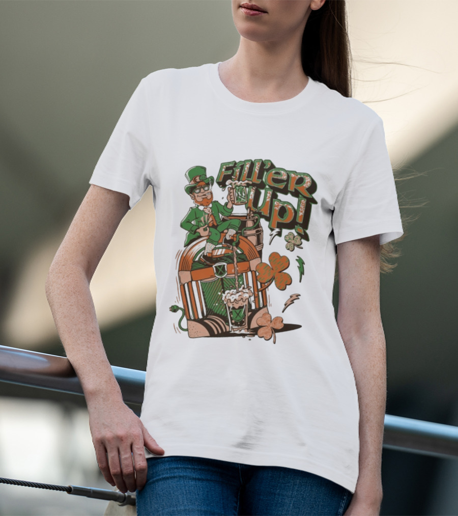 Fill'er Up St. Patrick's Day Leprechaun Beer And Jukebox Celebration T-Shirt