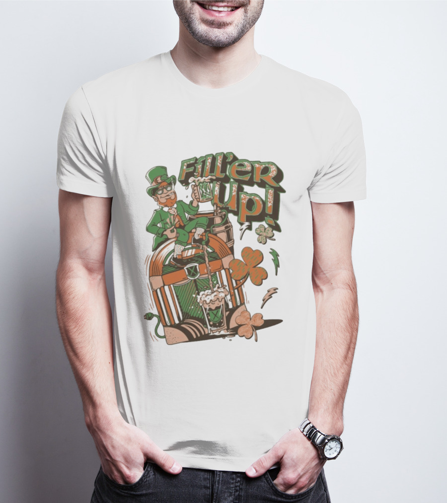 Fill'er Up St. Patrick's Day Leprechaun Beer And Jukebox Celebration T-Shirt