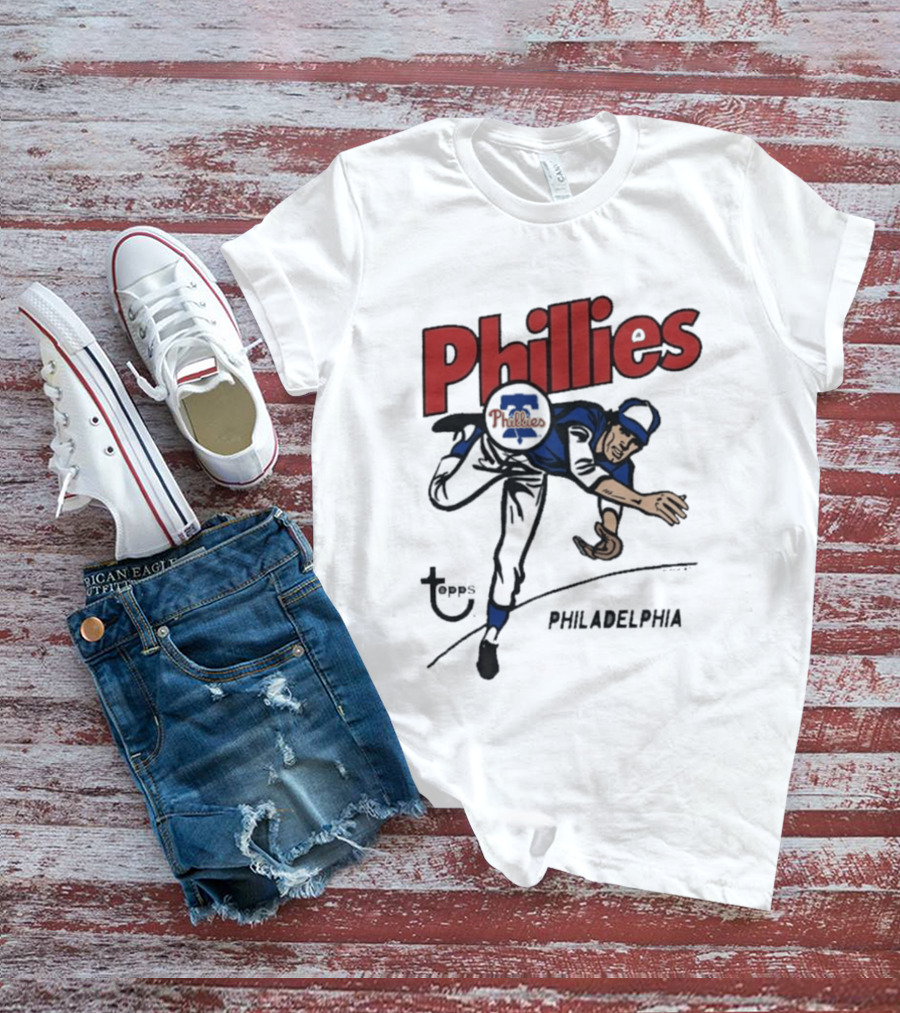 Philadelphia Phillies Topps Raglan MLB Cartoon T-Shirt
