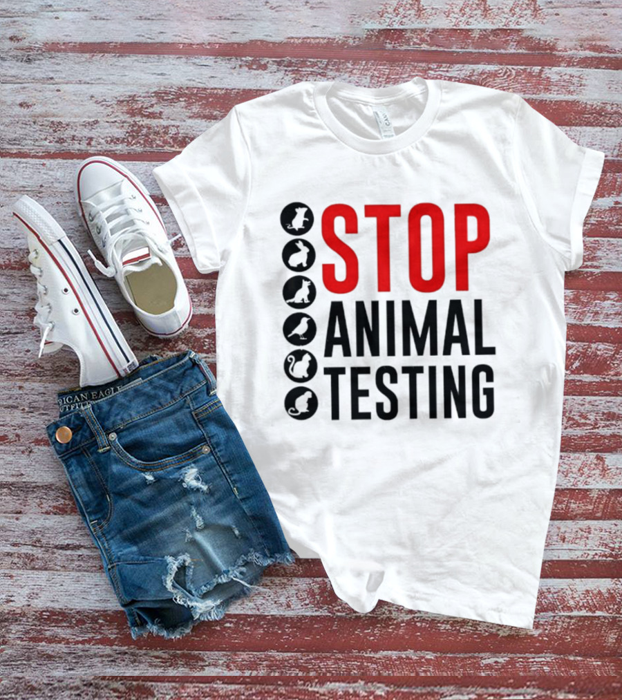 STOP Animal Testing Protest Message With Animal T-Shirt