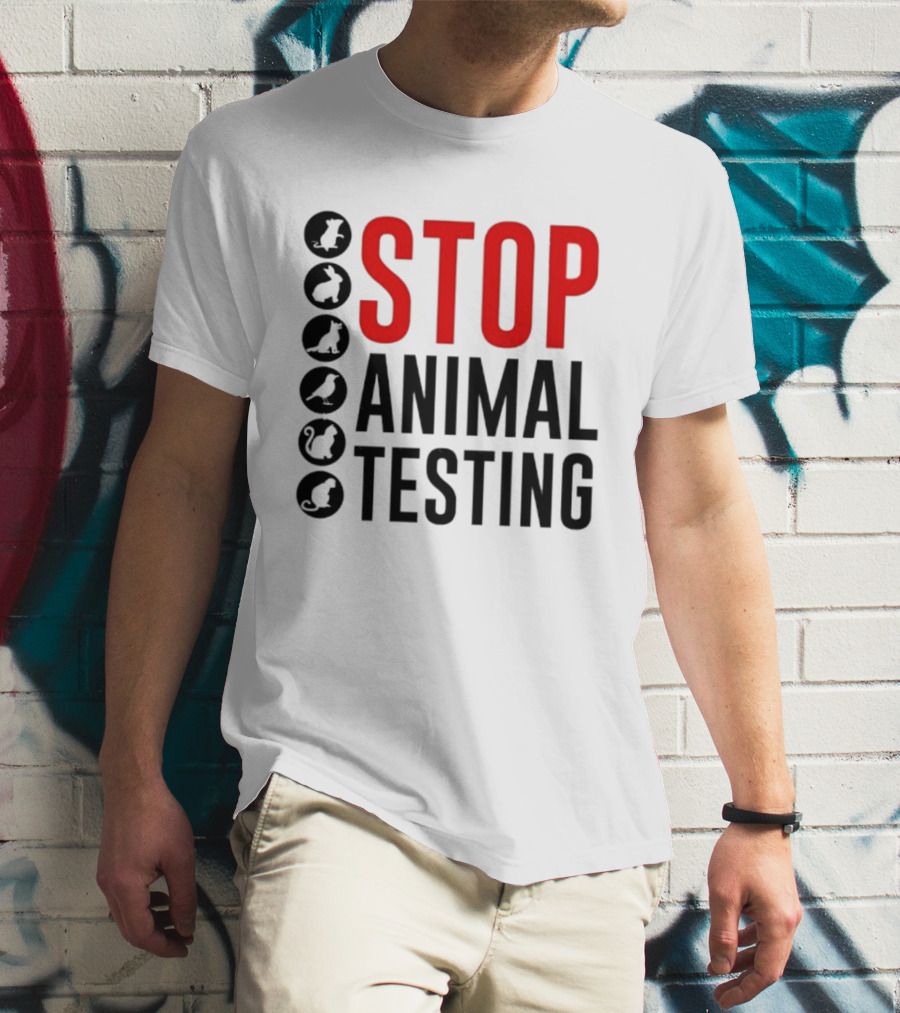 STOP Animal Testing Protest Message With Animal T-Shirt