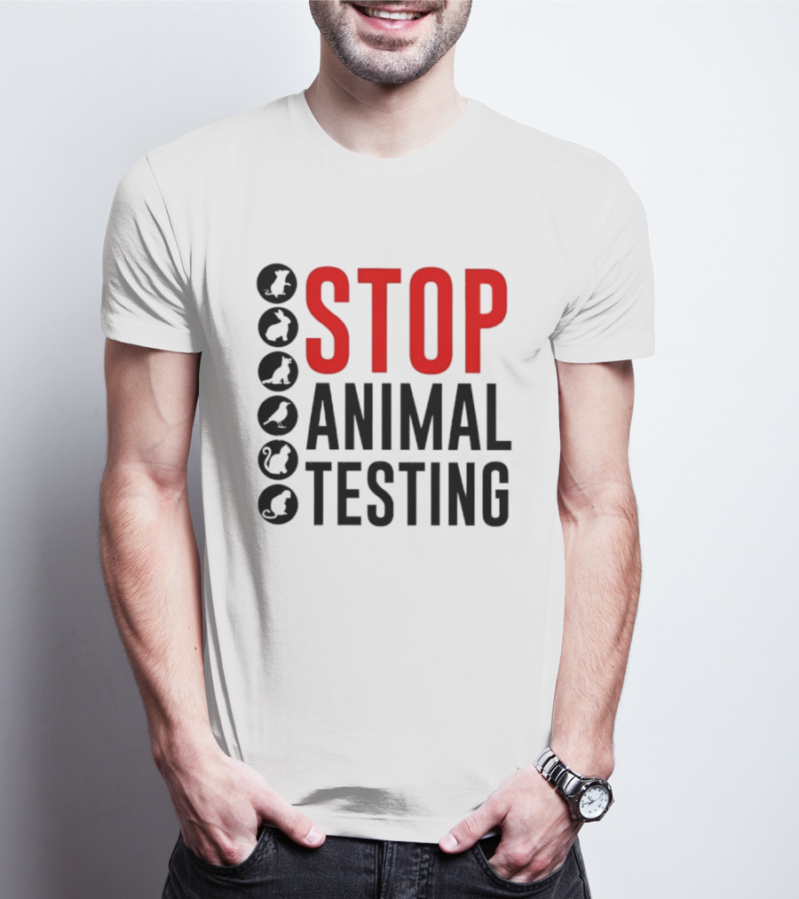 STOP Animal Testing Protest Message With Animal T-Shirt