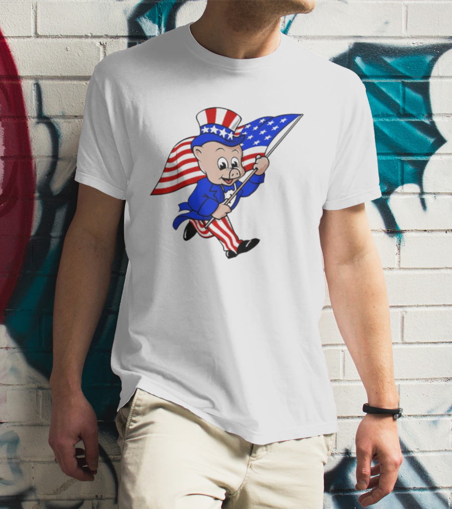Piggly Wiggly Patriotic July 4th Celebration With American Flag And Uncle Sam Hat T-Shirt