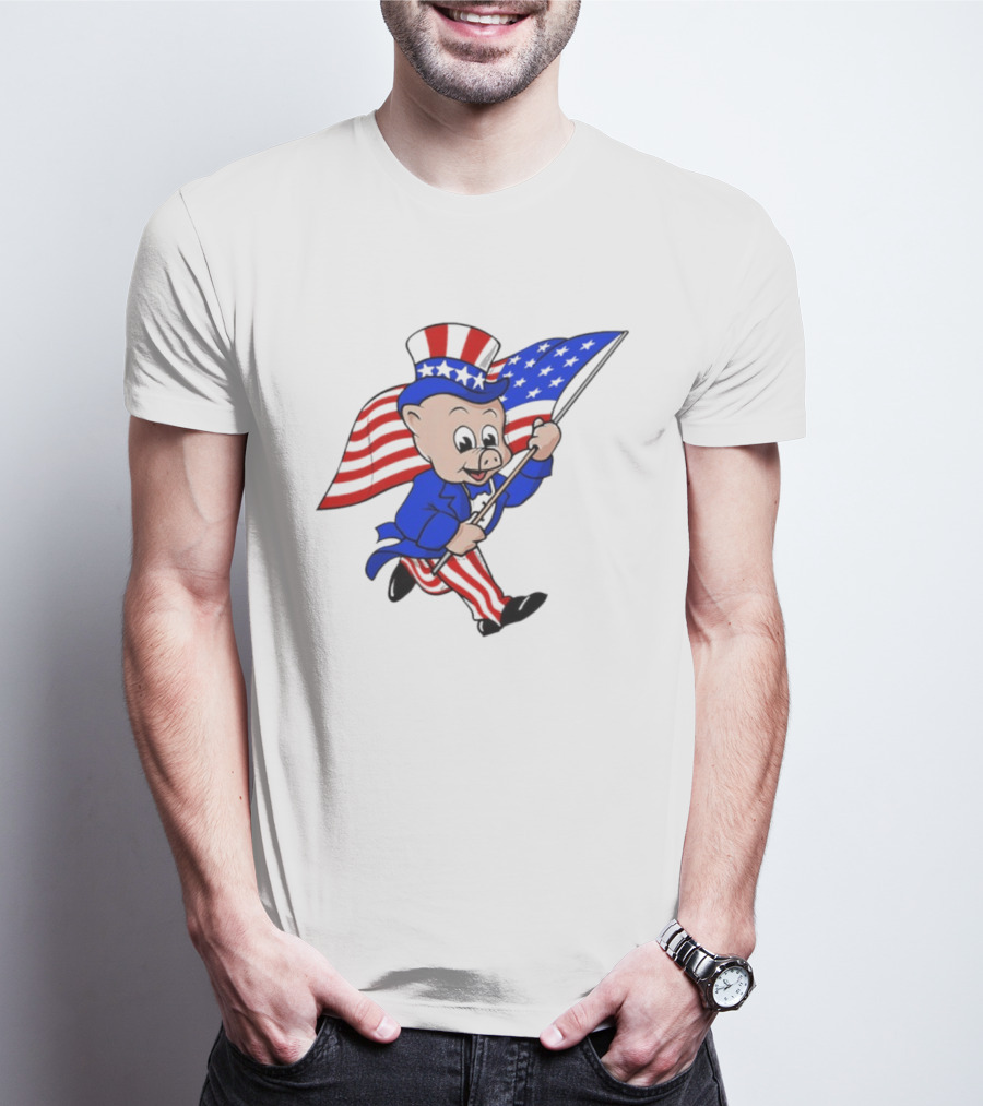 Piggly Wiggly Patriotic July 4th Celebration With American Flag And Uncle Sam Hat T-Shirt