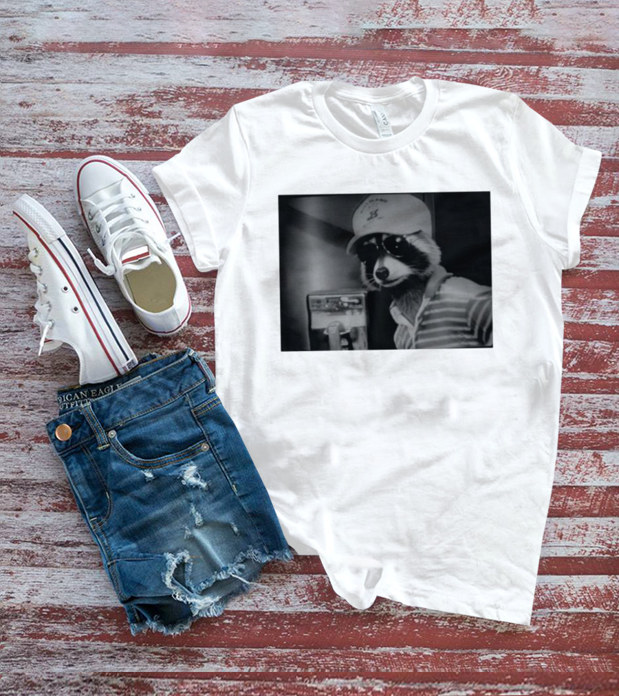 Rascal Plauche Raccoon With Hat And Sunglasses T-Shirt