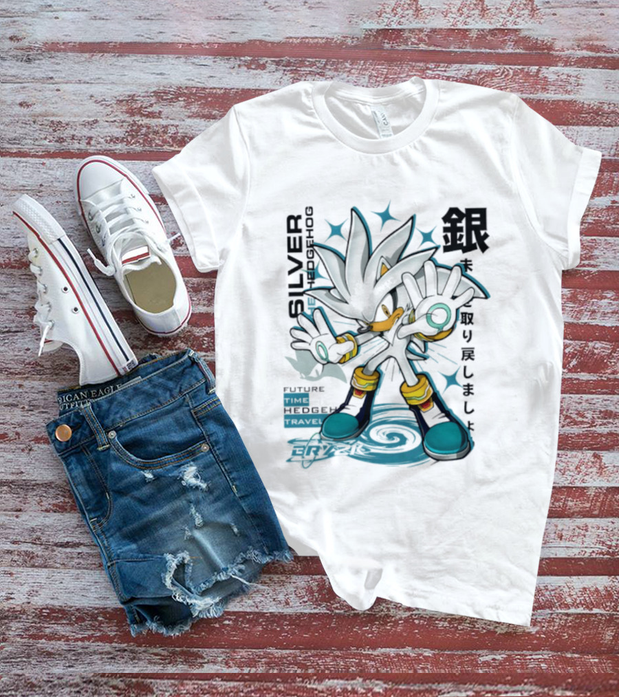 Silver Psychokinesis Future Hedgehog Japanese T-Shirt