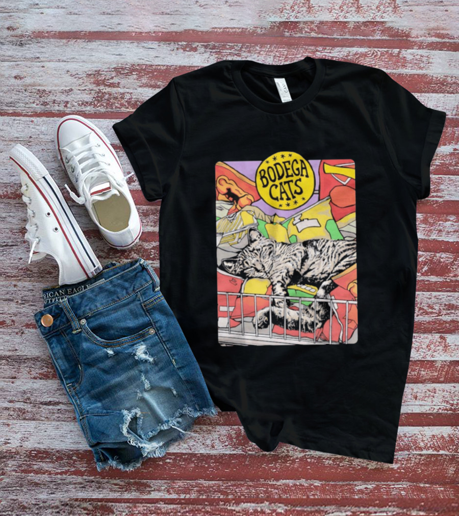 Bodega Cats Sleeping On Grocery Shelf T-Shirt