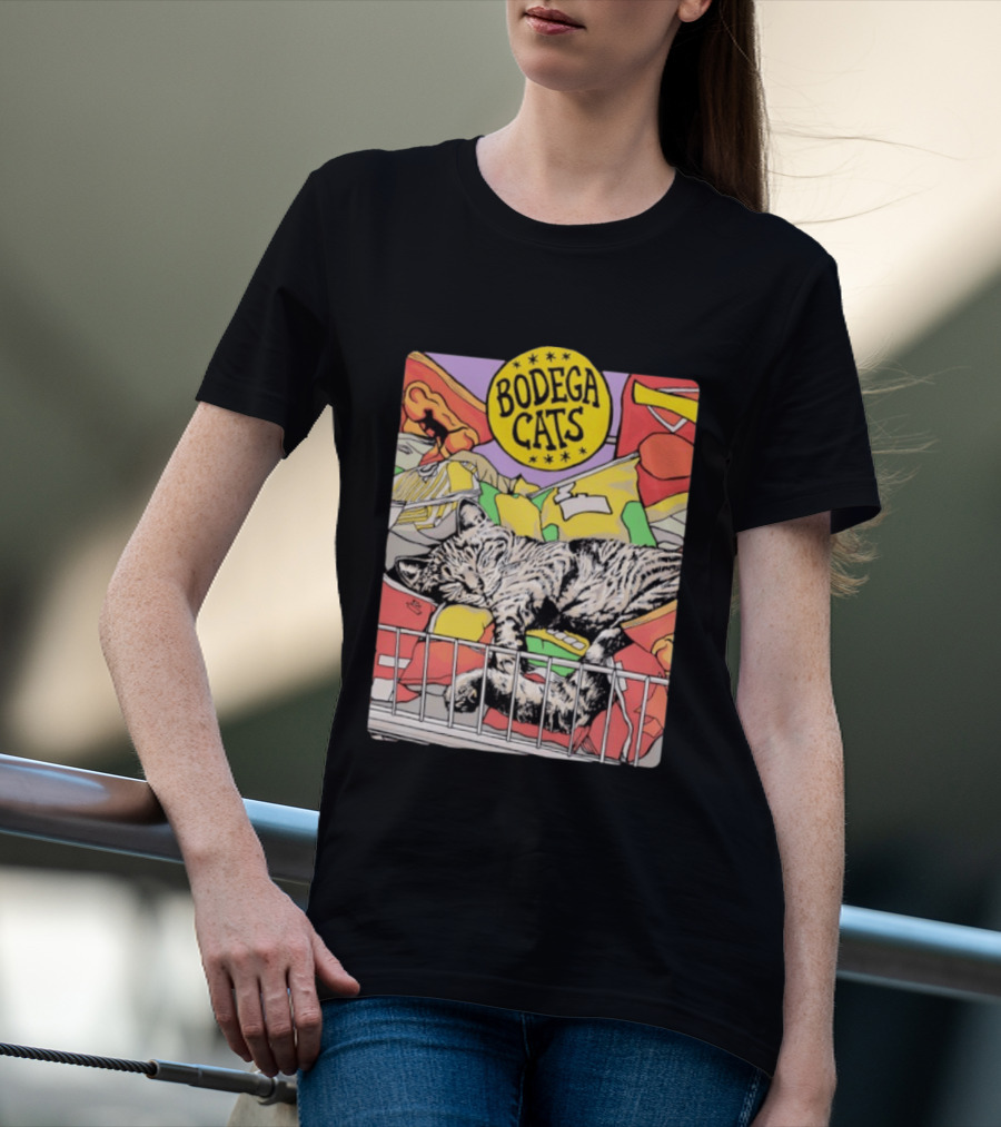 Bodega Cats Sleeping On Grocery Shelf T-Shirt