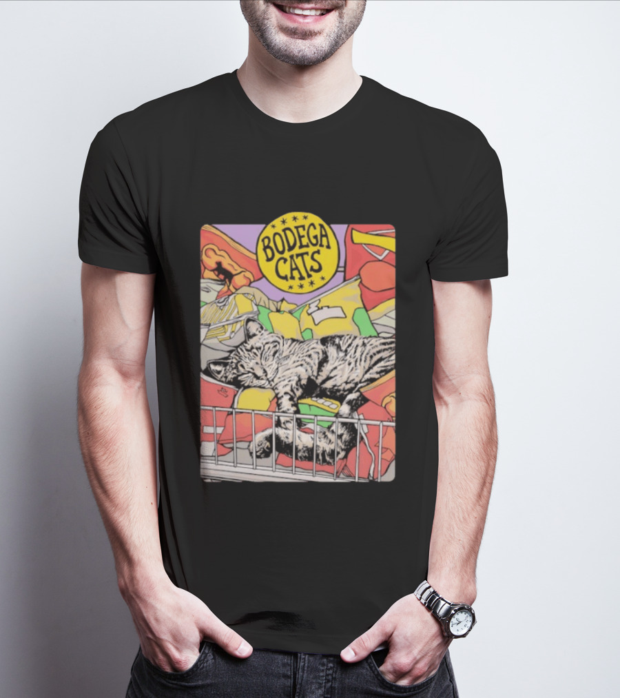 Bodega Cats Sleeping On Grocery Shelf T-Shirt