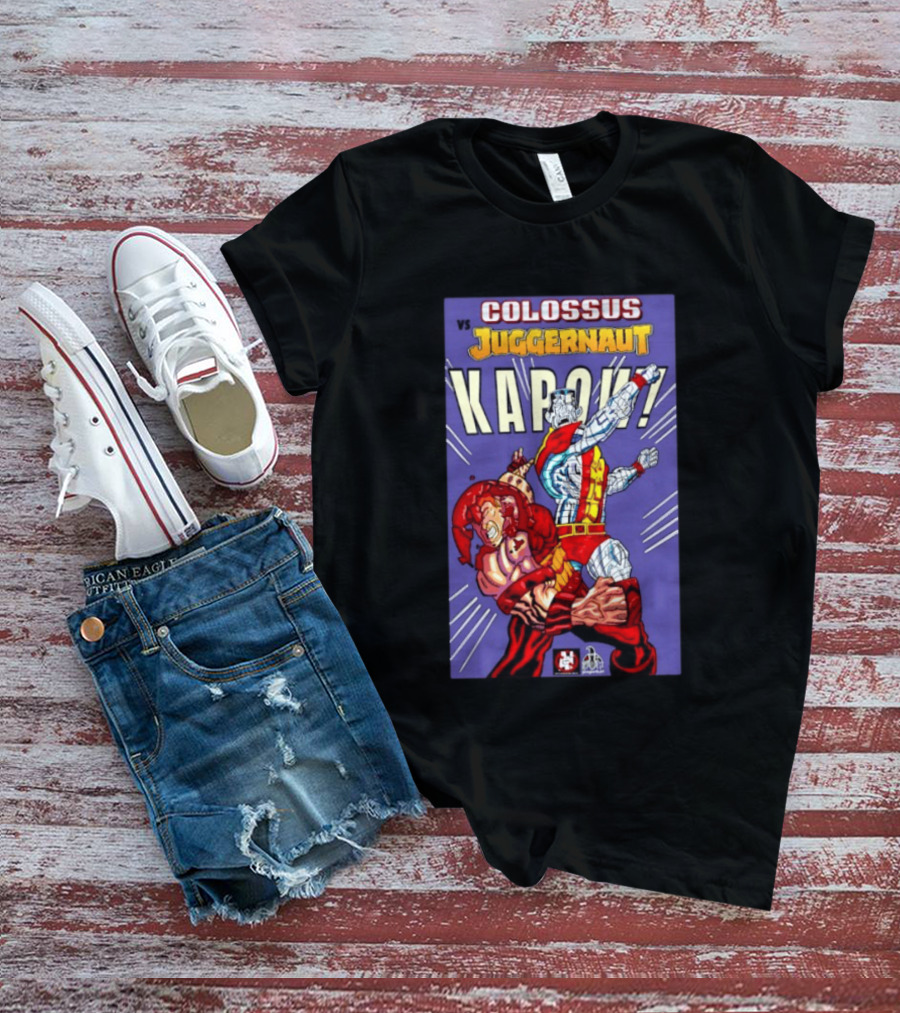 Colossus Vs Juggernaut Kapow Marvel Comics Battle Scene T-Shirt