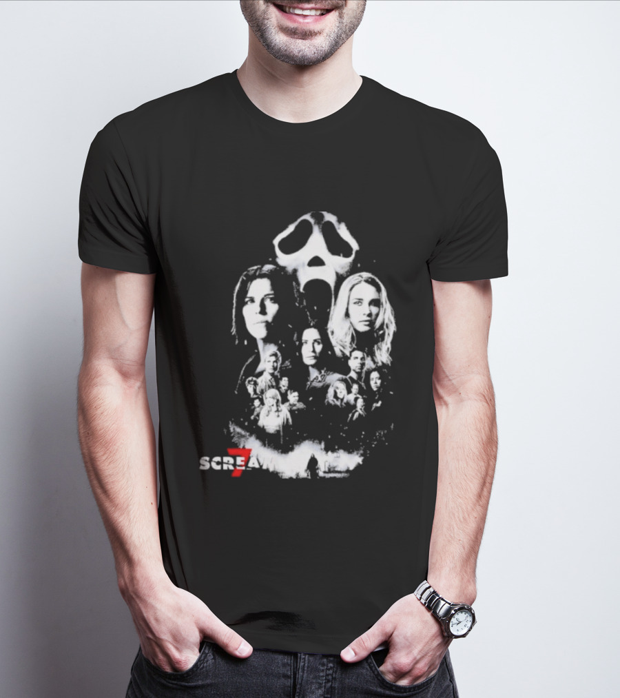 Scream 7 30th Anniversary Kill Tour 2026 Ghostface Mask Collage T-Shirt