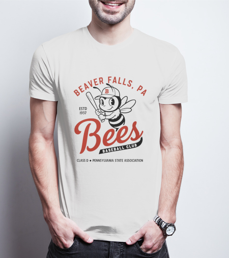 Beaver Falls PA Bees Baseball Club Estd 1937 Class D Pennsylvania State Association T-Shirt