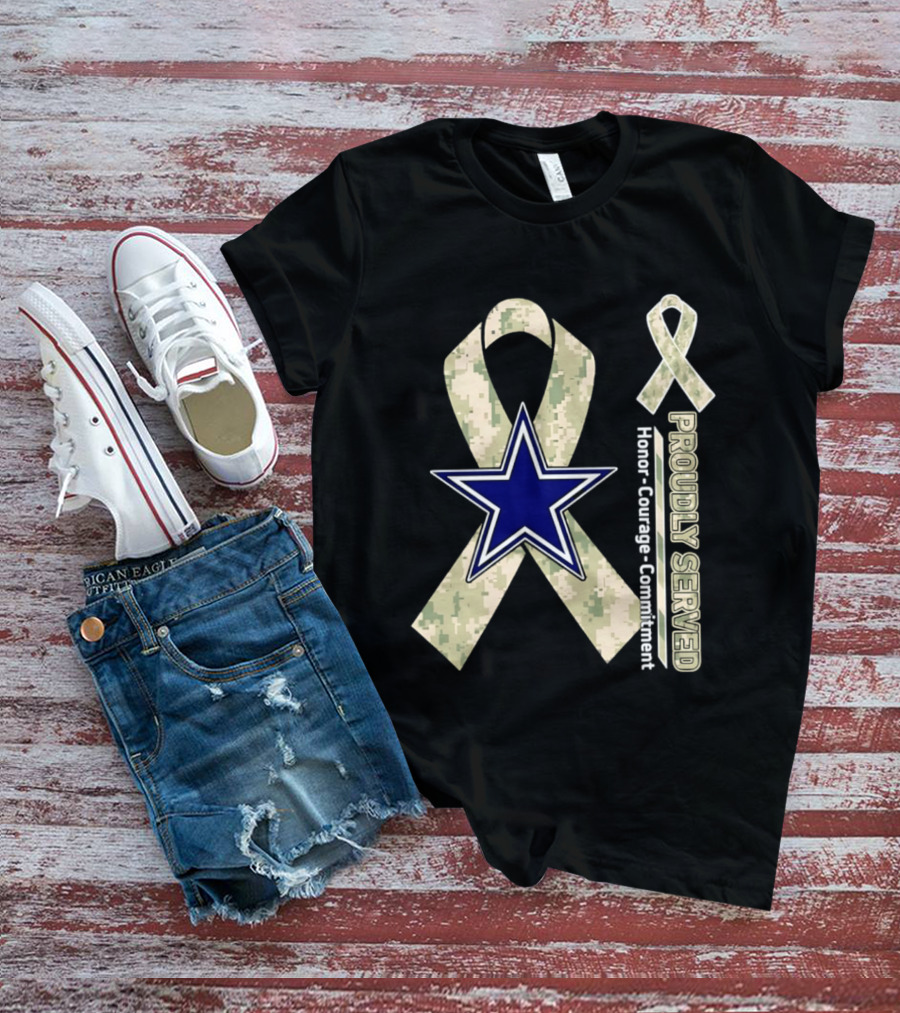 Dallas Cowboys Camouflage Ribbon Honor Courage Commitment T-Shirt