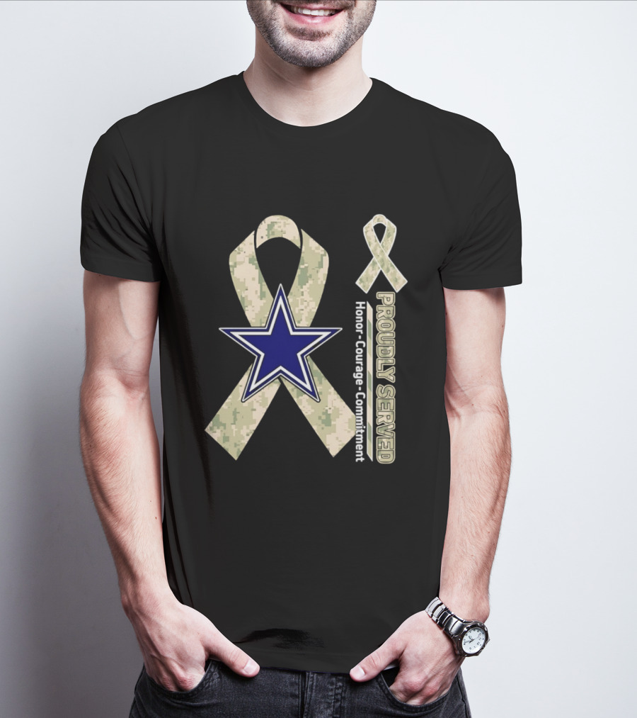 Dallas Cowboys Camouflage Ribbon Honor Courage Commitment T-Shirt
