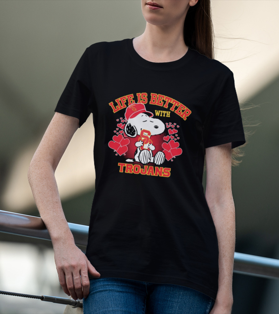 USC Trojans Snoopy Love Life Is Better With Trojans T-Shirt