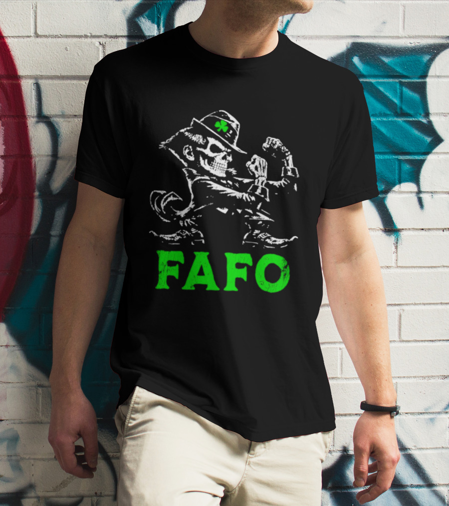 FAFO Skeleton Leprechaun Flexing St Patrick's Day T-Shirt