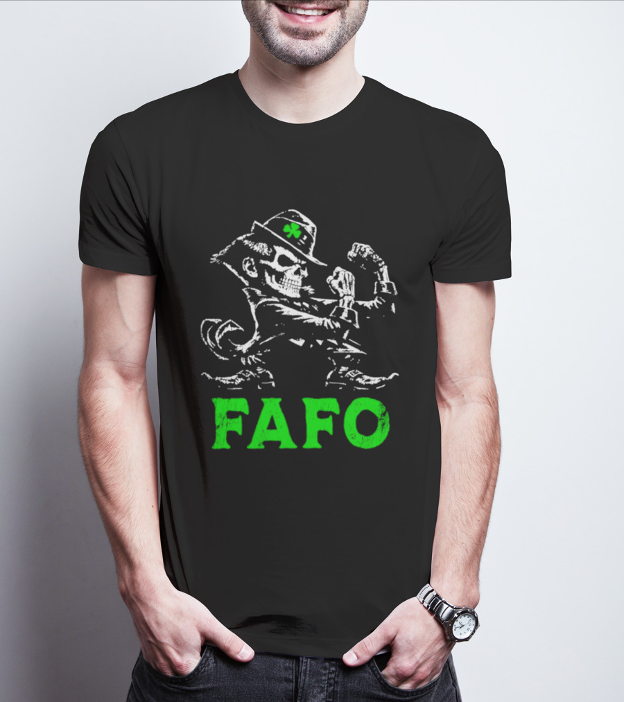 FAFO Skeleton Leprechaun Flexing St Patrick's Day T-Shirt