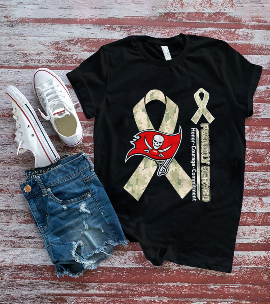 Tampa Bay Buccaneers Proudly Served Military Support Honor Courage Commitment Ribbon T-Shirt
