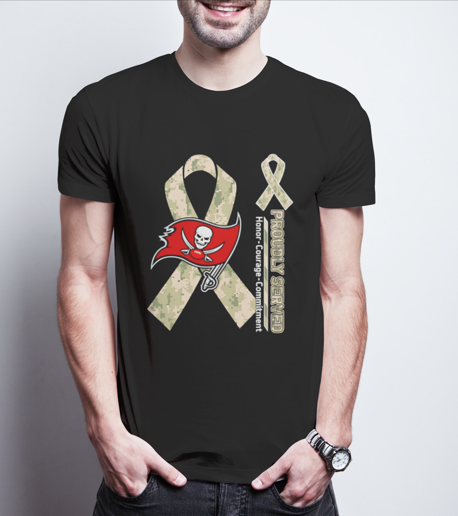 Tampa Bay Buccaneers Proudly Served Military Support Honor Courage Commitment Ribbon T-Shirt