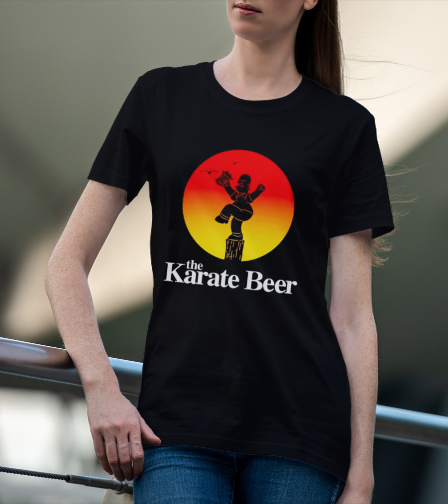 The Karate Beer Sunset Crane Pose Beer T-Shirt