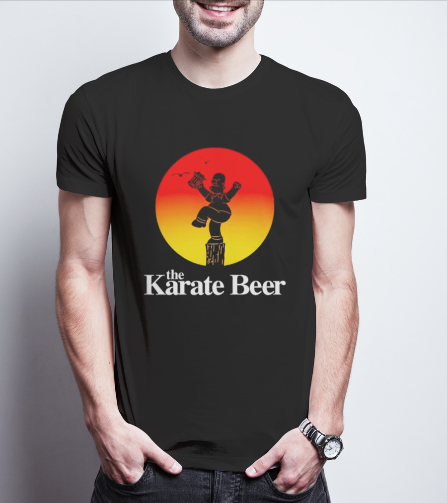 The Karate Beer Sunset Crane Pose Beer T-Shirt