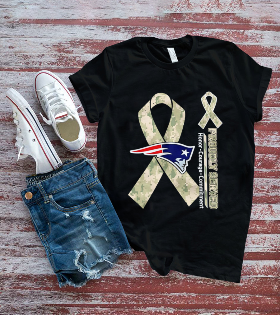 New England Patriots Camouflage Ribbon Honor Courage Commitment T-Shirt
